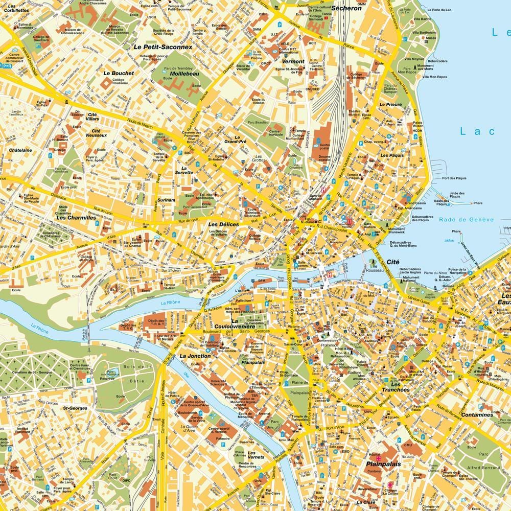 đường phố, bản đồ của geneva, thụy sĩ