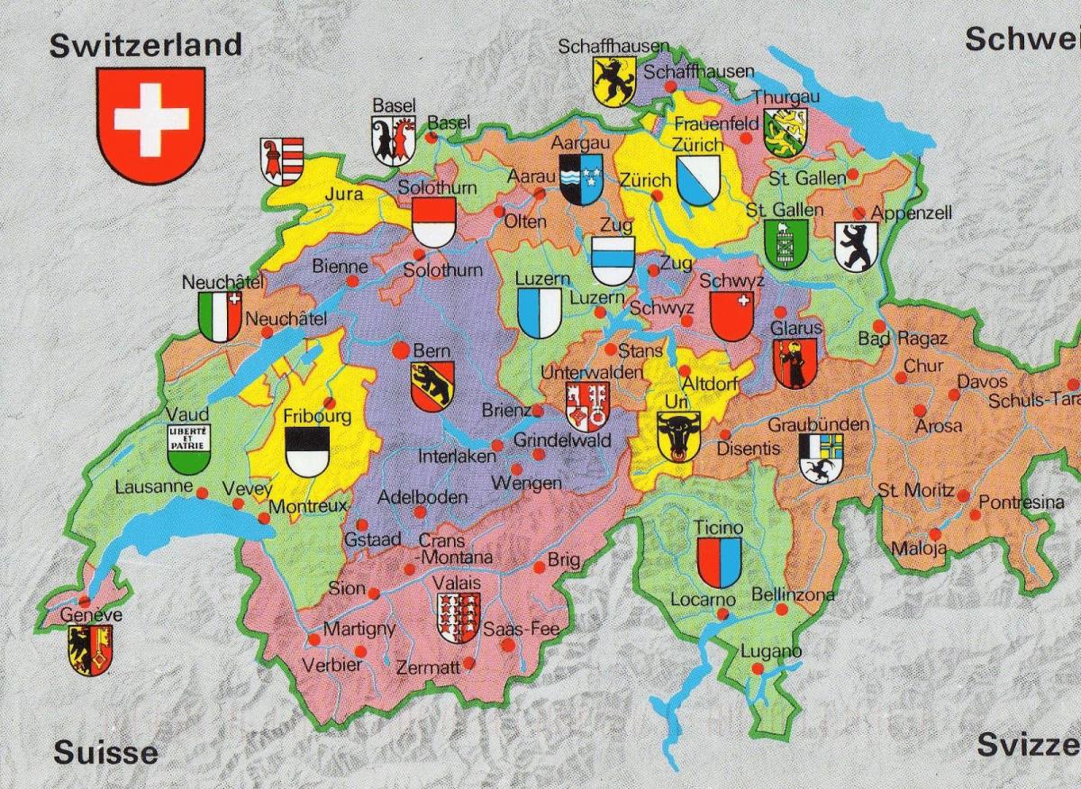 bản đồ của bản đồ du lịch của zurich thụy sĩ