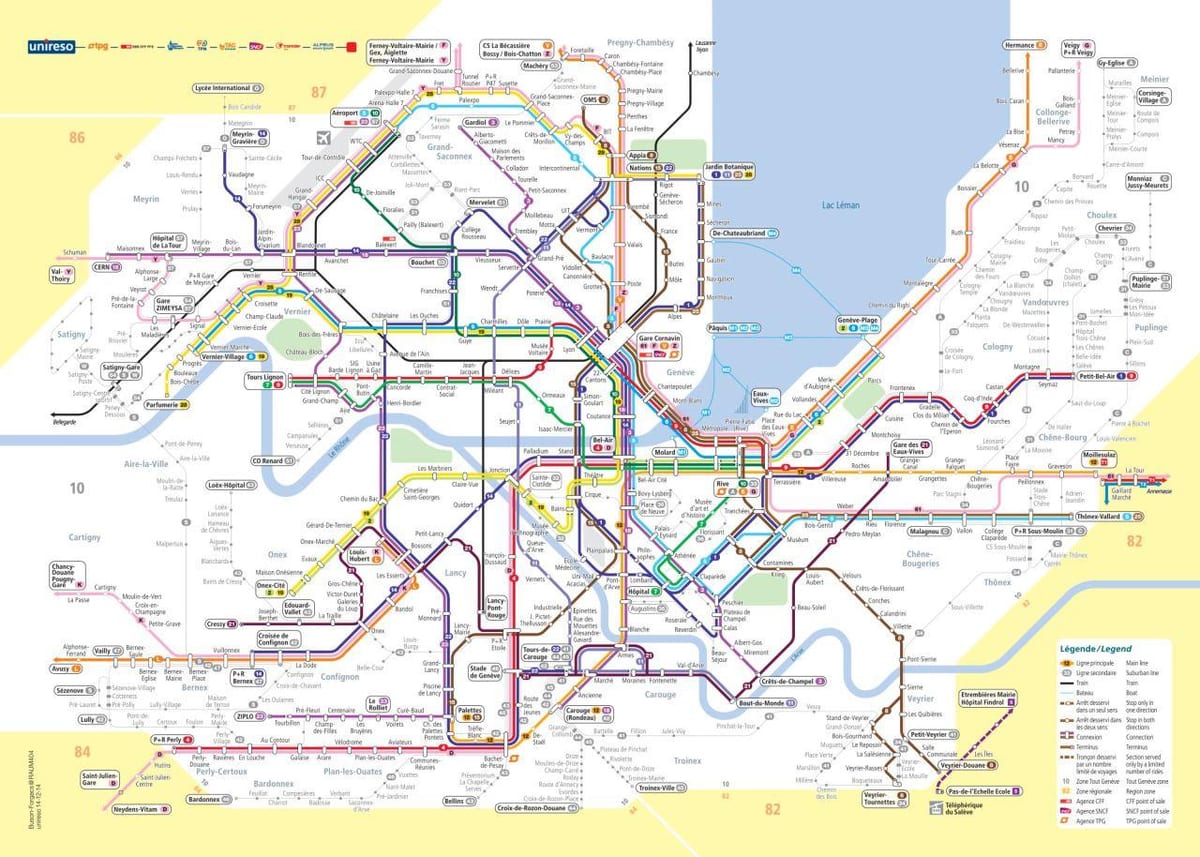 bản đồ của geneva, thụy sĩ xe buýt